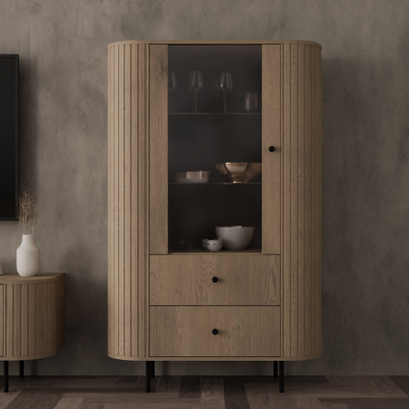 Witryna wysoka zaokrąglone boki frez front 112 OLIVO dąb cremona